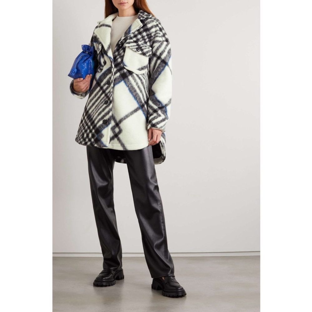 ANINE BING Oakley oversized checked brushed flannel jacket size large